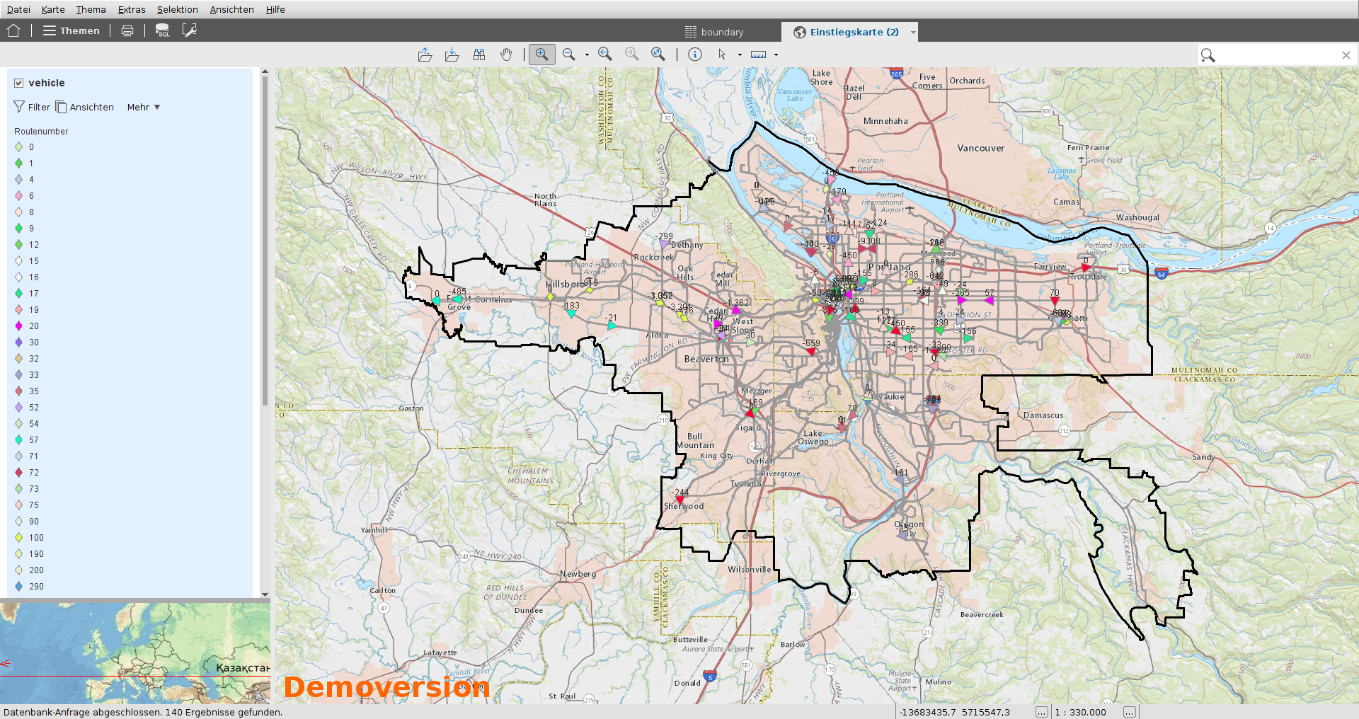 Current position of all public transport vehicles in Portland, Oregon