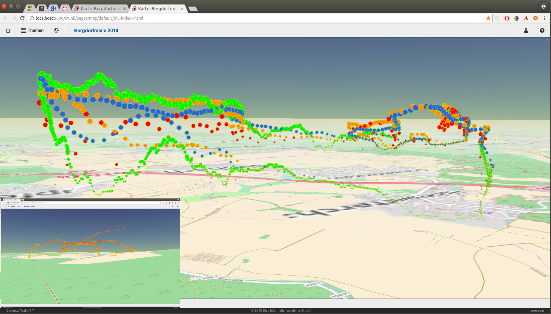 A few runs as 3D data over Karlsruhe