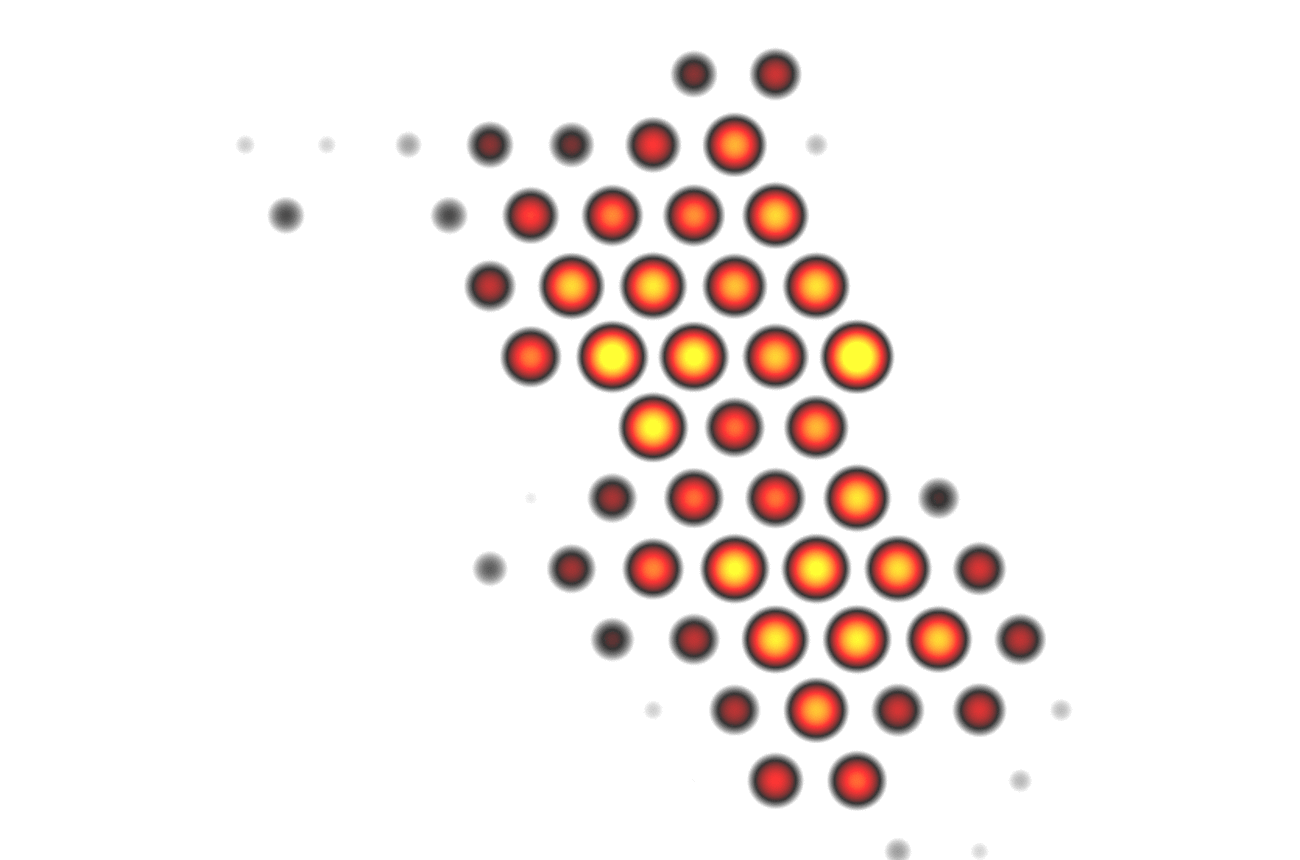 Hexagon heatmap for different grid sizes