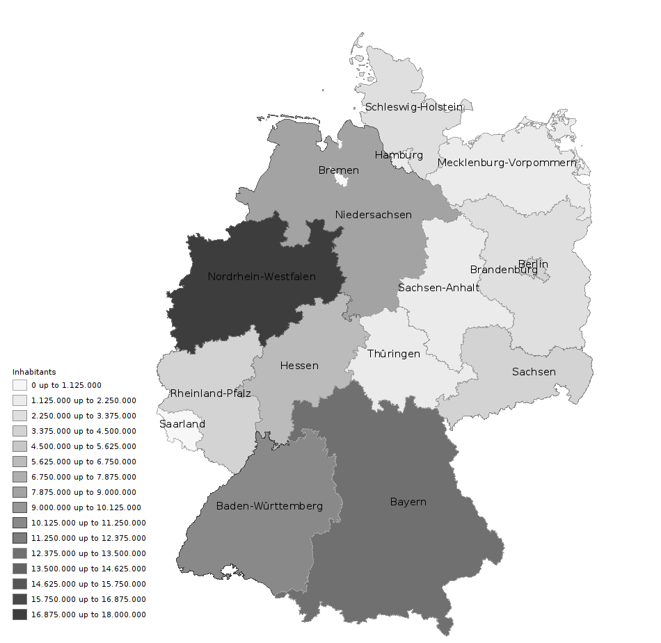 Inhabitants per state in Germany