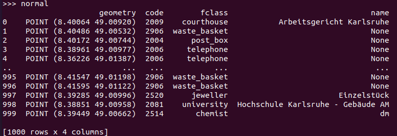 Terminal output of printing the `normal` variable